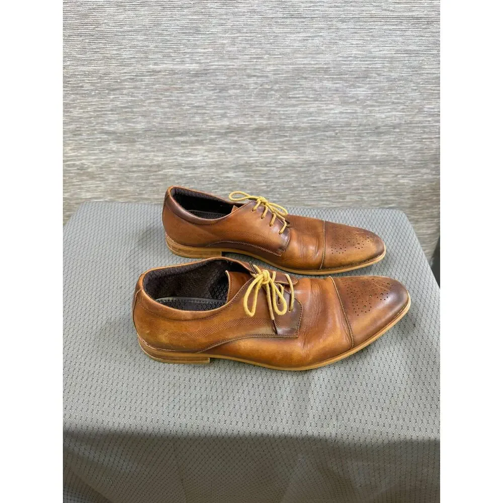 Carlo Morandi Shoes Mens Size 13D Brown Cap Toe Derby Dress Memory Foam 900D70